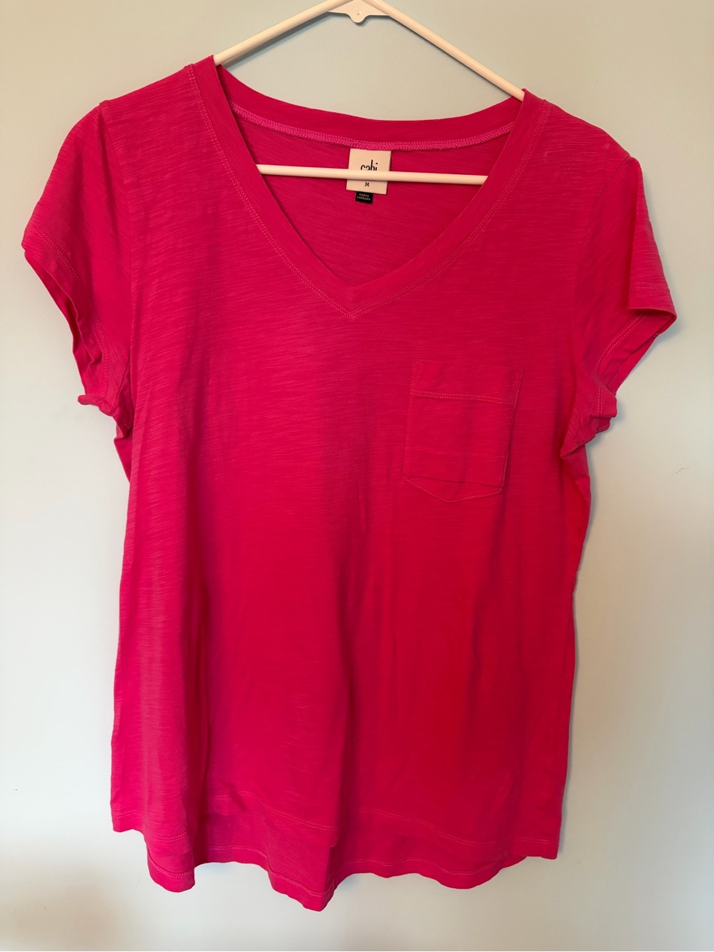 CAbi Hot Pink V-Neck Pocket Tee